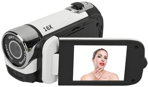 Digitalkamera, Autofokus, FHD 4K Vlogging-Kamera mit Dual-Kamera, 16 MP, 16-facher Digitalzoom, Kompaktkamera, Tragbarer Camcorder für Teenager und Erwachsene (White)