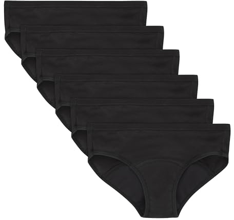 Hanes Girls' Hipster Period Underwear, Comfort, Period. Panties, Moderate Protection, 6-Pack