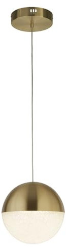 Licht-Erlebnisse LED Hängeleuchte rund Ø 25 cm Kugel H: max. 1,5 cm Glas Metall 4000 K 1862 lm in Gold neutralweiß Retro Hängelampe Esstisch Wohnzimmer