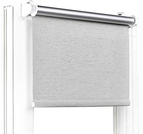 Fenster DEKOR - Rollos Für Fenster Ohne Bohren Dunkel Beige - Verdunkelungsrollo B40 x H120 cm - Klemmrollo Verdunkelung - Fensterrollo Für Balkontüren - Verdunklungsrollo Leicht Zu Installieren