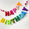 Pre-Strung Happy Birthday Banner - Felt Ball Garland - HAPPY BIRTHDAY Garland, Rainbow Birthday Decorations, Personalized Happy Birthday Sign for Birthday Decor, Party Decor, Photo Prop (Red)