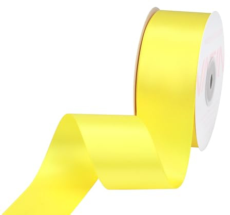 VATIN Double Face Lemon Yellow Satin Ribbon 38mm Continuous 22m,Yellow Polyester Fabric Ribbon use for Bows Bouquet, Gift Wrapping, Floral Arrangement Wedding Decoration