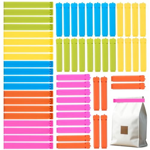 AiQInu 60 Pièces Pince Sachet Alimentaire, Fermeture Sachet Alimentaire 7/11 cm, Pince Sachet Cuisine Réutilisable pour Emballage Cuisine Bonbons Snack