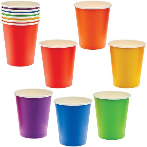 Baker Ross FN129 Rainbow Colours Paper Craft Cups - Pack of 30, Biodegradable Reusable Multiuse Multipurpose Paper Cups