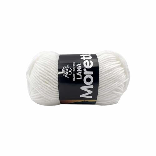 LaMoretta Tre Sfere Lana 30% Acrilico 70% 250 grammi (5 gomitoli da 50 gr x 150 mt) per Accessori, Borse, Abbigliamento e Granny con Ferri da Maglia o Uncinetto (Bianco - 100)