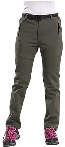 Wasserdichte Wanderhose für Damen, mit Reißverschluss – wasserdichte Damenhose, warme Fleece-gefütterte Hose mit Taschen, Ski- und Schneehose, wasserdichte Wanderhose, Outdoor-Hose, hohe Taille,