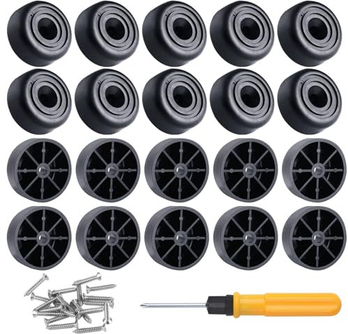 UYUYong 20 Pièces Pieds de Meubles Ronds en Plastique Noir avec Vis Ø 32 x H 1.5 mm Fauteuil à Visser Plastique Patins pour Tables Armoire Canapé Chaise Meubles en Bois