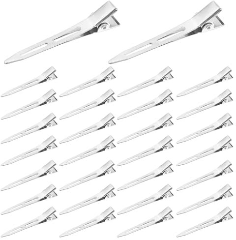 Nogeqi 30 Stück Silber Haarklammern Friseur Haarclips, Abteilklammern Friseur Klammern, Krokodilklemmen Haare Damen, Haarklammer Friseurbedarf Löchern Fixieren Für Mädchen Friseursalon Haarstyling