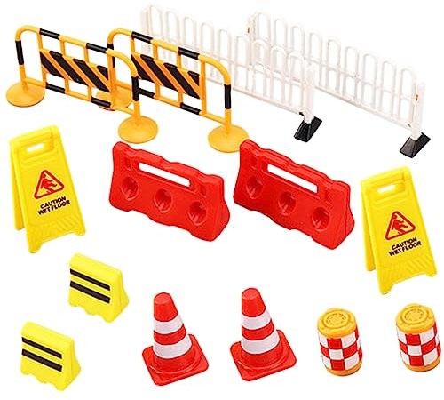 BRIGHTFUFU 14stücke Teiliges Verkehrskegel Spielzeug Für Junge Mädchen Kunststoff Verkehrszeichen Zum Lernen Miniatur Straßenblock Modelle Für Spiel Dekoration Und Bildung