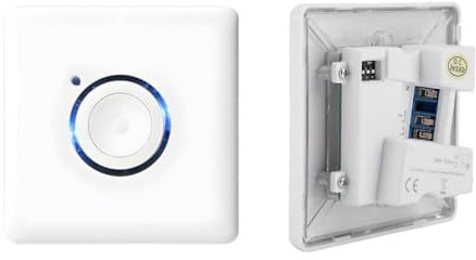 RASMACOR | Interruptor Temporizador Táctil LED de Pared IP66 | para Uso en Exteriores e Interiores | 16 Niveles de Ajuste de Tiempo 16A 230V | Entre 2 y 120 Minutos | Facil Instalacion (Blanco)