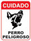 2 Unidades RELIEVE Cartel Perro Peligroso | 21x28 cm Calidad AAA+| Aluminio Lacado | Grosor 0.8 mm | Señal Cuidado | Impresión UV | Interior Y Exterior | Ojales Sujeccion