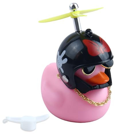 NHQZ Fahrrad Quietscheente mit Helm | Die süße Fahrradhupe mit Helm und Propeller | Quietscheente Fahrrad | Rubber Bike Deko, 1 Stück
