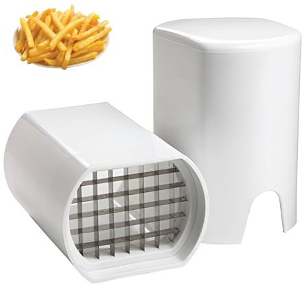 IGEAIIE Potato Chipper Chip Cutter, 2 in 1 Stainless Steel French Fry Cutter, Heavy Duty Chip Chop Vegetable Slicer with Safety Handle, Multipurpose Chipper for Potatoes, Fruits and Vegetables