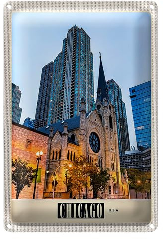 Chicago Skyline | Blechschild | Dekoration | USA Souvenir | 30 cm x 40 cm