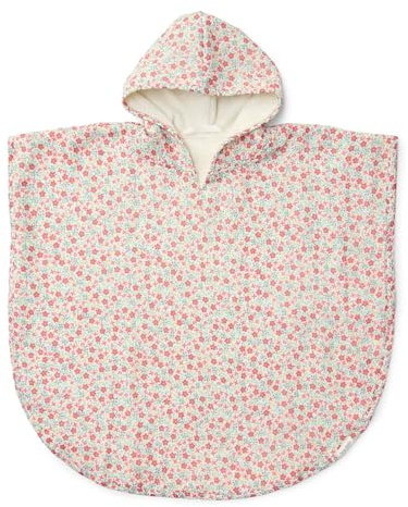Little Dutch Badeponcho Strandponcho mit Kapuze für Kinder Mädchen rosa geblümt - Sunny Flowers