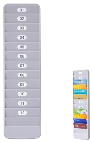 CaiYuanGJ Porta Carte Di Credito a Parete, 12 Slot per Carte, Rimovibile | Portacarte a Muro, Supporto Da Parete per Carte Di Credito, Supporto Da Parete per Carte Dipendenti,per Ufficio e Famiglia