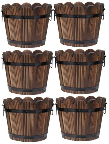 LIOOBO 3 Sätze Blumentopf Aus Massivholz Blumentopf Im Freien Pflanzentöpfe Innen Kleiner Topf Anzuchtkasten Blumenbank Behälter Deko Kleiner Pflanzer Chinesische Tanne 2 Stücke * 3