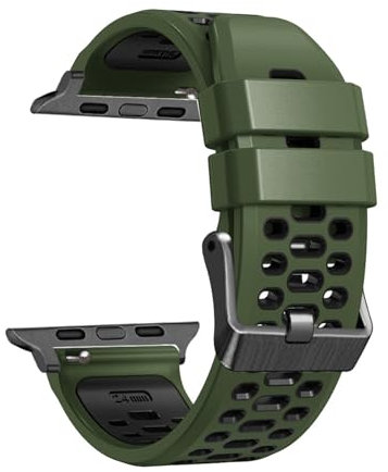 BIK FKM Correa de goma para reloj Apple Watch Band Ultra 1 2 49MM 45mm 44mm 42mm Accesorios de repuesto para reloj Pulsera 9 8 7 6 5 4 SE Series Correas(Army green,49MM)