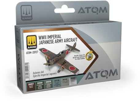 Mig Jimenez AMMO by ATOM ATOM-20927 Set mit Flugzeugen der kaiserlichen japanischen Armee, 6 Farben, hohe Haltbarkeit, schnelltrocknend, ungiftig und selbstnivellierend