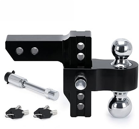 VCHICS Gancio di Traino, Gancio di Traino Regolabile 2 Ricevitore 6 Drop/Rise Drop Hitch 12500 LBS Supporto A Sfera 2 2-5/16 Doppie Serrature A Doppia Sfera di Traino per Camion