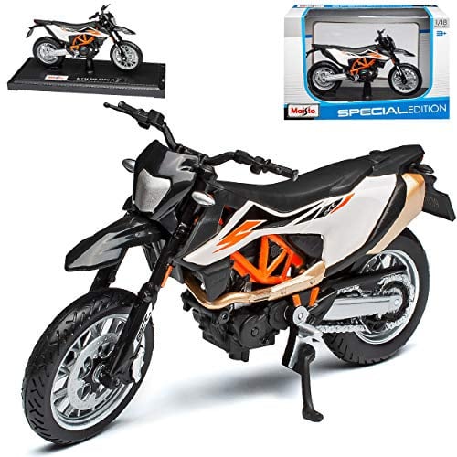 alles-meine.de GmbH K*T*M 690 SMC R Supermoto Weiss Orange Schwarz 2012-2019 1/18 Modell Motorrad mit individiuellem Wunschkennzeichen