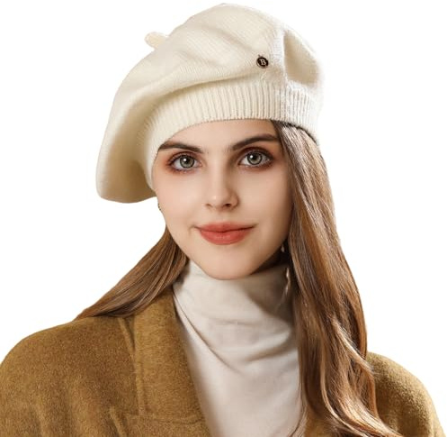 Gestricktes Barett Vintage Malerstil Beanie Mütze für Damen und Herren