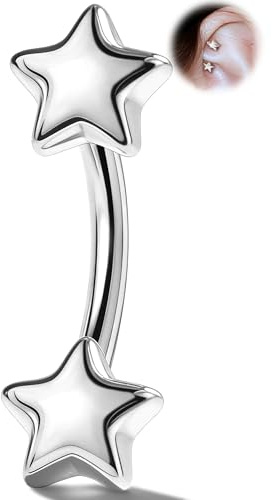 OUFER 16G Gold Stern Rook Piercing, Chirurgenstahl 316L Curved Barbell Piercing für Helix Augenbraue, 6/8 mm Minimalistisches Knorpel Ohrpiercing für Alltag
