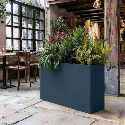 Nicoman Metal Trough Planter, Indoor & Outdoor, 90x30x82cm, Sleek Grey, Galvanized Steel, Weather-Resistant, Rectangular, Freestanding Garden Planter