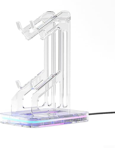 Dual-Game-Controller-Ständer für PS5, Xbox Serie X, Switch, PS4 – transparentes Acryl und ABS-Halterung, Display-Rack für Gaming-Schreibtisch-Organisation (wiederaufladbar)
