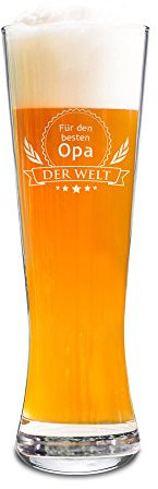 AMAVEL Weizenglas mit Gravur, Der beste Opa der Welt, Geburtstagsgeschenk für Männer, Geschenkidee Vatertag, ca. 0,5l