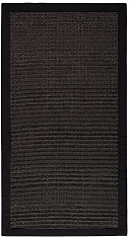 casa pura Amazonas Schwarz 200 x 290 cm Sisal Teppich – Naturfaser Teppich mit Baumwollbordüre, Wohnteppich, Sisalteppich