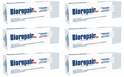 Biorepair Pro White Whitening Toothpaste with microRepair 2.5 fl.oz 75ml, Pack of 6