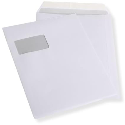 10 St. Versandtaschen extra stark 120 gr. DIN A4 C4 weiß mit Fenster Kuvert Haftklebend Briefumschläge HK