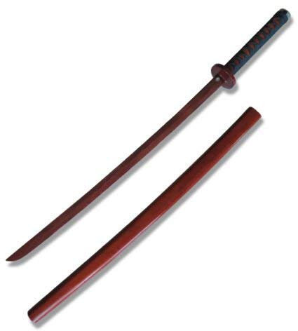 Wooden Roped Bokken With Scabbard - Cherry Oak