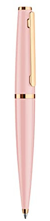 Otto Hutt design 06 Kugelschreiber 001-16507 – Kuli mit hochwertiger Beschichtung und glänzender Oberfläche in der Farbe Rosa-Roségold – Mit Großraummine M, blau