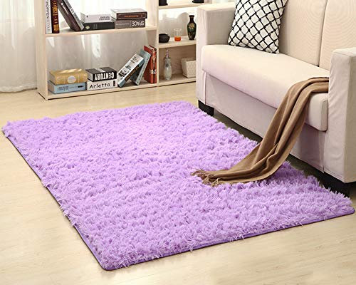 Tappeto Shaggy a Pelo Lungo in Diversi Colori e Dimensioni, Decorativo per Soggiorno, Camera da Letto Viola Chiaro 160cm x 230cm