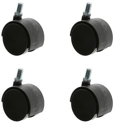 4er Set Hartbodenrollen ø50mm Kunststoff schwarz Möbelrollen mit Gewindestift