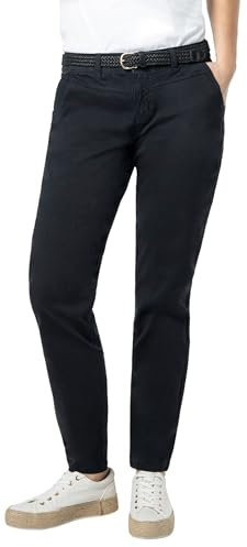 Urban Surface Damen Chino Stoff-Hose mit Flecht-Gürtel Dark-Blue L