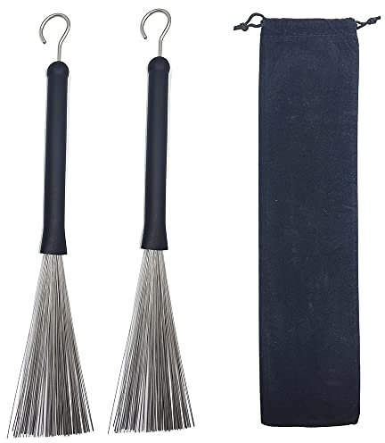 1 Paar einziehbare Trommelbürsten Drumsticks Bürste mit Gummigriffen Percussion Instrument Zubehör für Rock Band und Drumers