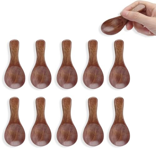 Mini Cuchara De Madera, 10 Piezas Condimento Sal Cuchara Cuchara De Sal Con Mango Corto Cuchara Sales De Baño Cuchara Cucharas Redondas De Madera Madera Cuchara De Sal Para Frascos Pequeños De