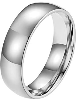 Epinki Verlobung Ring Mann 6MM, Silber Pärchenringe Bandring Bogen Edelstahl Ringe für Mann, Größe 54 (17.2)