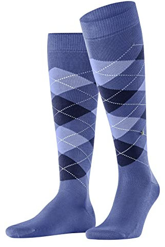 Burlington Herren Kniestrümpfe Manchester M Kh Baumwolle lang gemustert 1 Paar, Blau Water 6550, 40-46