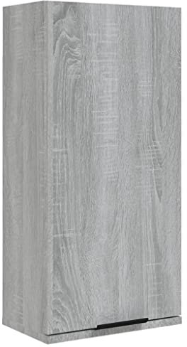 vidaXL Armario de Baño de Pared Tocador Espacio Almacenamiento Mueble Ducha Aparador Estantería Organizador en Familia Hogar Gris Sonoma