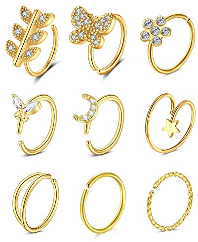 Zolure 20G Spirale Nasenpiercing Doppel Fake Nasenring Edelstahl Piercing Nase Für Frauen 8mm Knorpel Helix Ohrring Reifen