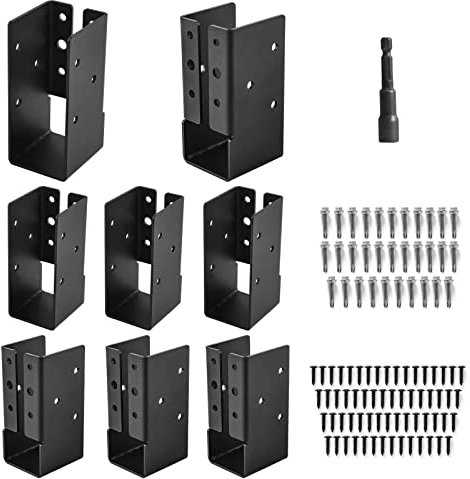 AXWHYS 8 Pcs 2x4 Outdoor Trim Concealed Flanges, Q235B Steel Powder Coated Concealed Mount Joist Hangers for 2x4 Beam Swing