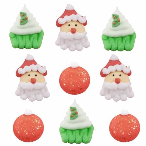Zuckerfiguren Weihnachten Santa is Coming 9 Stück | Backdekoration für Weihnachten Zuckerdekor essbare Tortendeko Cupcakes Weihnachtskugeln | STREUSEL GLÜCK | Zuckerdeko Kuchendeko Muffin Deko Zucker
