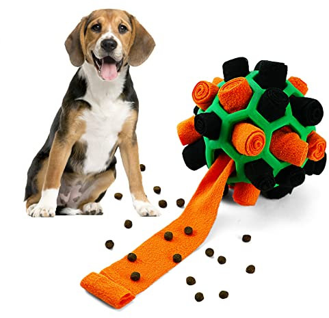 Larimuer Schnüffelball für Hunde, Schnüffelteppich Schnüffelspielzeug Interaktive Hundespielzeug tragbarer Haustier Snuffle Ball Toy für Kleine Mittelgroße Hunde Haustier (Orange und Schwarz)