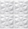 RANRAO 4Pcs PVC 3D Wall Panel Diamond, 3D Decorative Interior Wall Panels Covering Diamond Matt White, 3D Textured Wall Panels