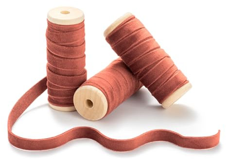 CHUQING 3 Rollen Samtband Terrakotta Schleifenband Geschenkband Dekoband Schmuckband,13,7m x 1cm,Terracotta