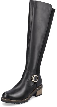 Remonte Damen Klassische Stiefel D1A73, Frauen Stiefel,lose Einlage,lederstiefel,langschaftstiefel,reißverschluss,Boots,schwarz (01),38 EU